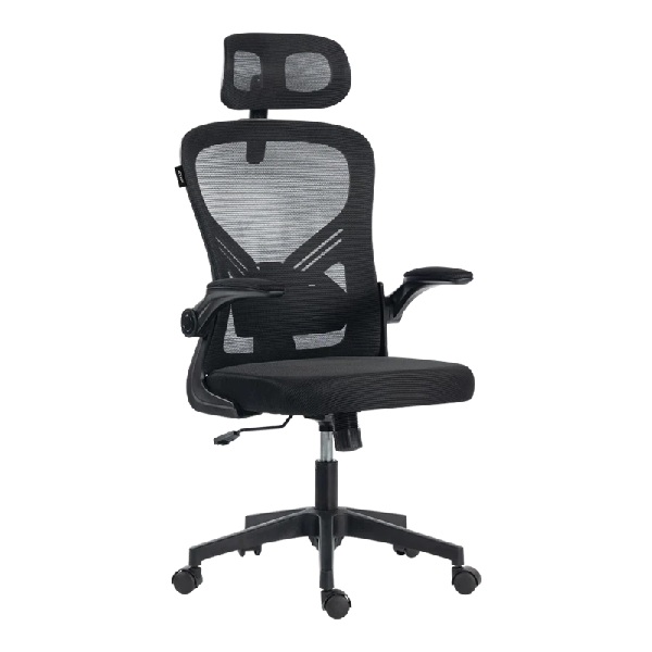SILLA ACTECK FLUX BASE EC343HR / ERGONOMICA / MAX 100 KG / REPOSABRAZOS ABATIBLES / REPOSA CABEZAS AJUSTABLE / MATERIAL TRANSPIRABLE / MECANISMO TIPO MARIPOSA / NEGRO / AC-943338 - Azor