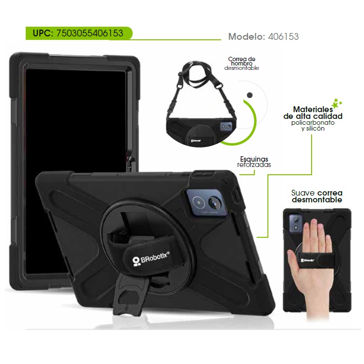 Funda Brobotix de uso rudo con correa y giro 360 grados para Lenovo K11 Plus compatible TB352XU - Código: 406153 | Compra en Guadalajara