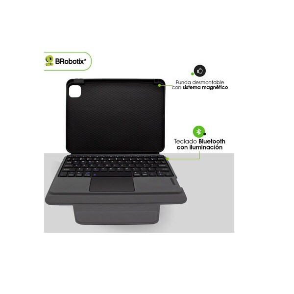 Funda Brobotix con teclado bluetooth y pantalla tactil para IPAD PRO 13 M4 2024 color Negro  6007846 - Código: 6007846 | Compra en Guadalajara