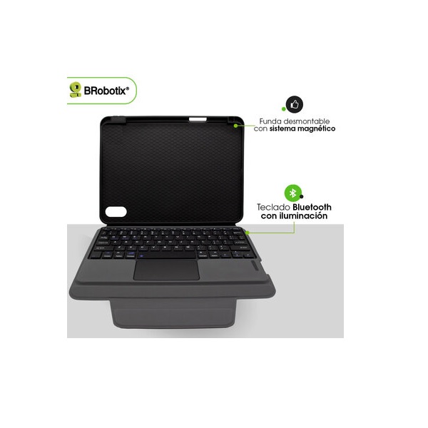 Funda Brobotix con teclado bluetooth y panel tactil para IPAD Generacion 11 2025 color Negro  6007860 - Código: 6007860 | Compra en Guadalajara