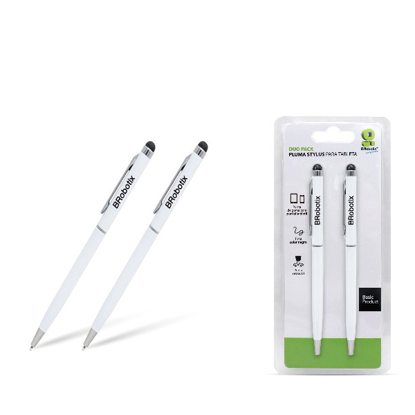 Pluma stylus Brobotix para tableta DUO PACK color Blanca  6000397 - Código: 6000397 | Compra en Guadalajara