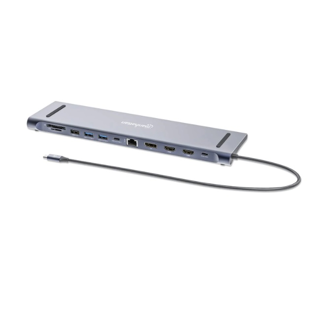 Docking Manhattan USB-C 12 Puertos USB 3.2 Gen 1 Tipo-C Macho a 2xHDMI 1xDisplayPort 3xUSB A 1xUSB C Power Delivery 100W 1xUSB C Data 5Gbps  190305 - Código: 190305 | Compra en Guadalajara