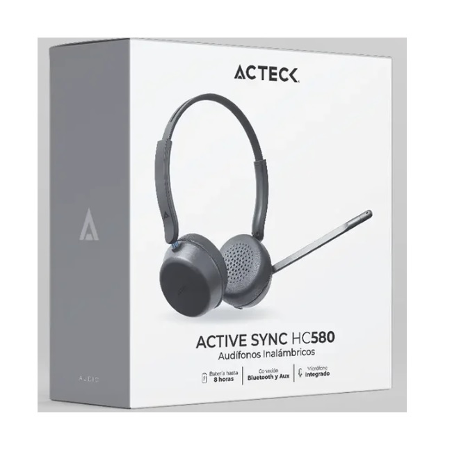 Auriculares ACTECK HC580 Audífono Inalámbrico ACTIVE SYNC HC580 Conexión Dual Bluetooth 5.0 Y Entrada Jackde 3.5 Mm - Necnon