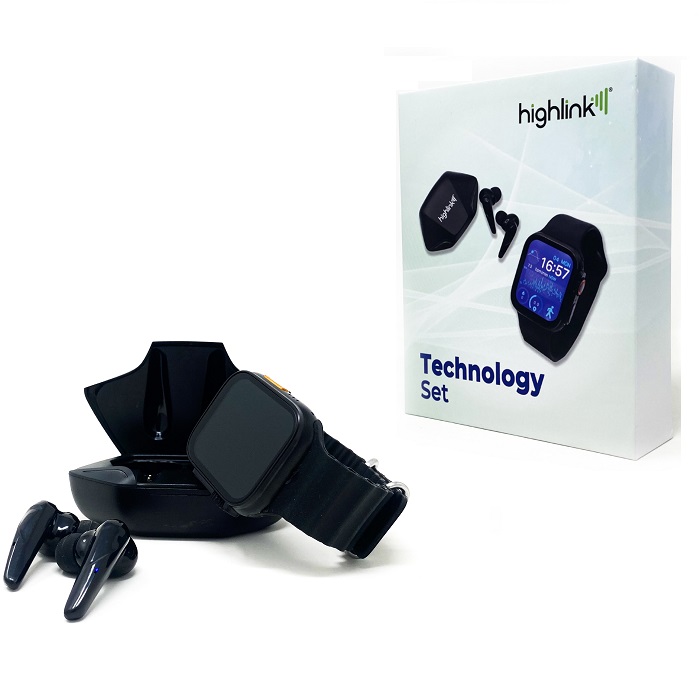 Bundle 2 articulos HighLink Technology Set 1x Audífonos inalámbricos Sting Ray y 1x Reloj inteligente RELOJ SW  TECHNOLOGY SET - Código: TECHNOLOGY SET | Compra en Guadalajara