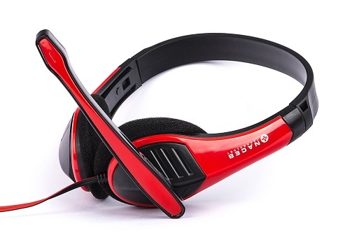 Audífono Diadema Alámbrico Naceb HIFI Rojo/Negro 3.5mm c/Micrófono Omnidireccional  NA-589R - Código: NA-589R | Compra en Guadalajara