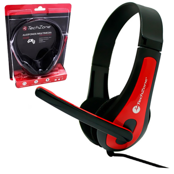 AUDIFONO DIADEMA ALAMBRICO TECHZONE NEGRO C/MICROFONO 3.5MM  TZ15PCAUD - Código: TZ15PCAUD | Compra en Guadalajara