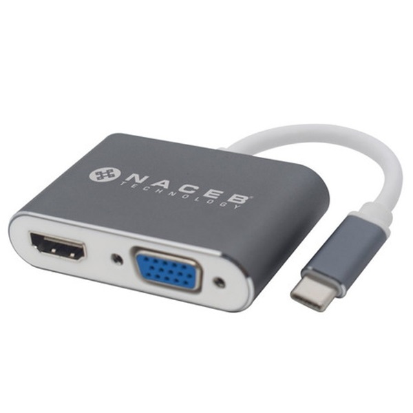 Adaptador Tipo C A HDMIVGA Naceb Technology NA-0113 Adaptador Tipo C A HDMIVGA Naceb Technology NA-0113 Plata USB C HDMIVGA - Código: NA-0113 | Compra en Guadalajara