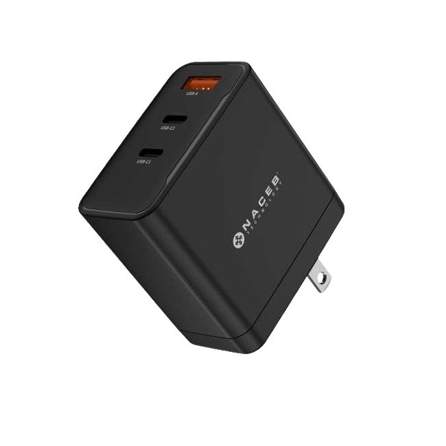 NACEB CARGADOR DE PARED GAN  USB-A USB-C USB-C 65W - Código: NA-0144 | Compra en Guadalajara