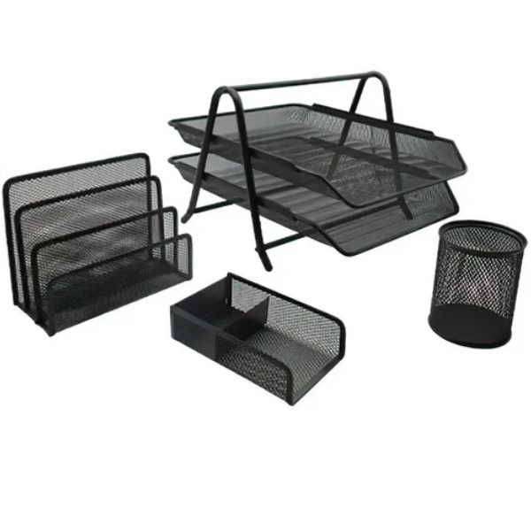 Juego de Charola Organizadora Nextep Malla Metálica 2 Niveles Tipo Oficio y 3 Accesorios NE-163 - Código: NE-163 | Compra en Guadalajara