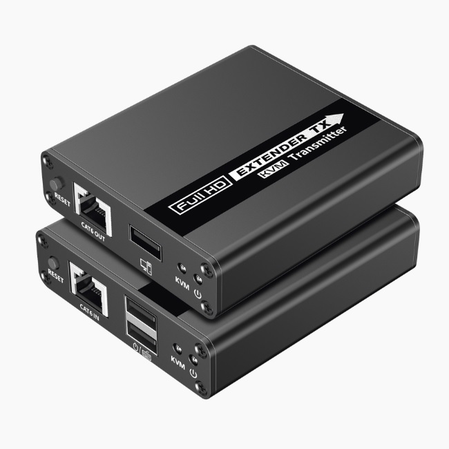 Kit extensor KVM HDMI y USB 40m 4k30Hz 40m 1080P60Hz Cat 6 6a y 7 CERO LATENCIA HDR Salida Loop Uso 24/7 Salida de audio de 3.5mm Transmite el Video y Controla tu DVR vía USB a distancia. TT223KVM - Epcom