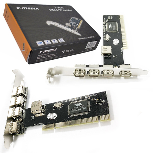 Tarjeta PCI Specification Rev. 2.2 X-Media XM-UB2105 con 5 entradas puertos USB 2.0 (4 externos y 1 interno) UPC 850390003170 - XM-UB2105