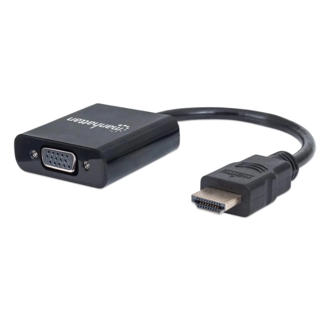 151436 Adaptador Manhattan negro HDMI a VGA HDMI Macho a VGA Hembra  151436