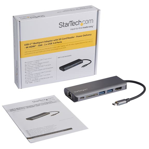 ADAPTADOR STARTECH MULTIPUERTOS USB-C HDMI-4K- LECTOR SD - HUB C A USB 3.0- 2XA 1XC - PD 3.0  DKT30CSDHPD3 - Código: DKT30CSDHPD3 | Compra en Guadalajara