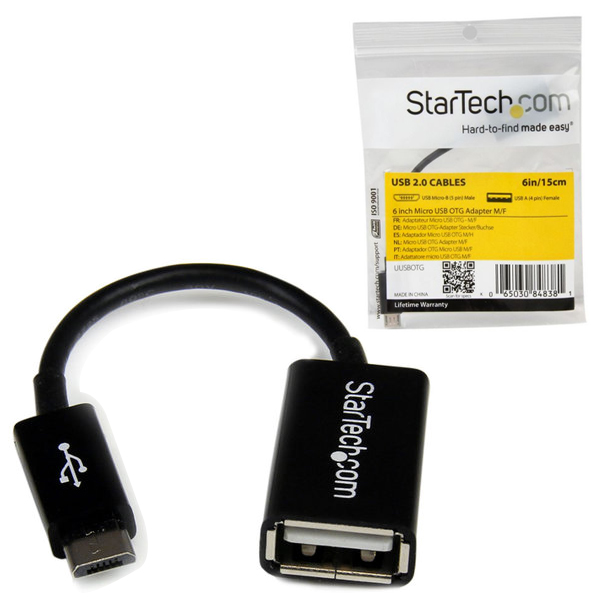 ADAPTADOR STARTECH DE 12CM MICRO USB MACHO A USB A HEMBRA OTG P/TABLETS SMARTPHONES -Ngo- 1xTIPO B MACHO MICRO USB-1xTIPO A HEMBRA USB -NGO  UUSBOTG - Código: UUSBOTG | Compra en Guadalajara