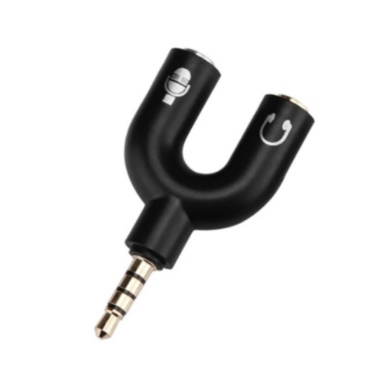 ADAPTADOR STEREO 3.5 MM MACHO A DUAL 3.5 MM HEMBRA Y NEGRO (PRODUCTO A GRANEL) UPC  - 1234