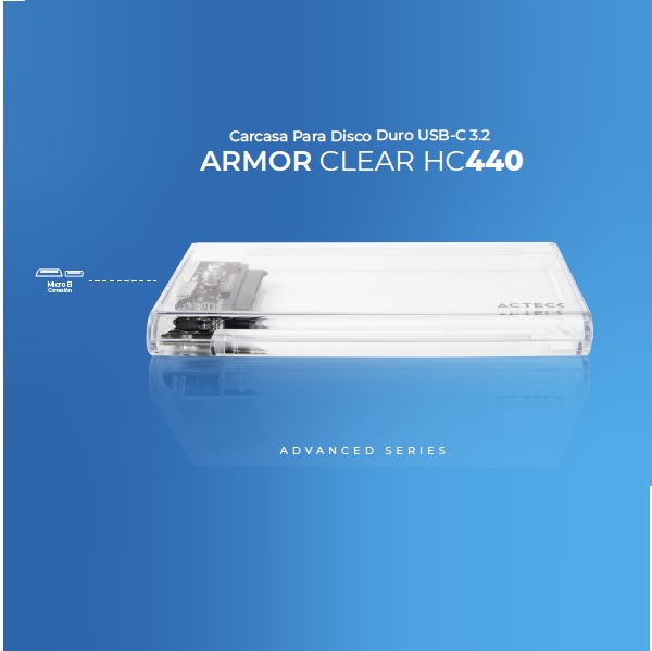 GABINETE ACTECK ENCLOSURE SSD ARMOR CLEAR HC440 2.5 USB C 3.2 SATA 2TB USB A 3.0 5GBPS VELOCIDAD  AC-934695 - Código: AC-934695 | Compra en Guadalajara