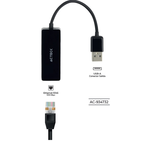 Adaptador USB A Ethernet ACTECK AE420 Adaptador USB A Ethernet RJ45 Shift Plus AE420 Acteck - Código: AC-934732 | Compra en Guadalajara