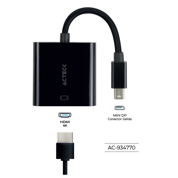 Adaptador Acteck Mini Dp Hdmi Shift Plus Ah430 Macho Hembra Ac 934770 - ACTECK