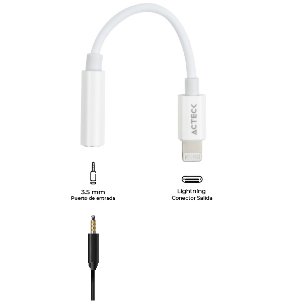 Adaptador Lightning Audifonos jack 3.5mm y Lightning Hembra