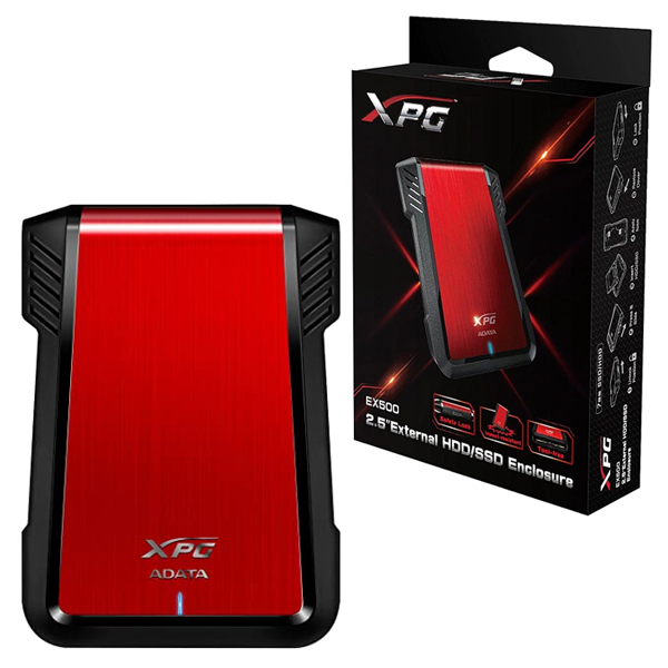 Carcasa Adata Ex500 Xpg Para Discos DurosSsd 25 Pulgadas 7Mm95Mm Sata3Usb32 Rojo Case Pc Aex500U3Crd AEX500U3-CRD - ADATA