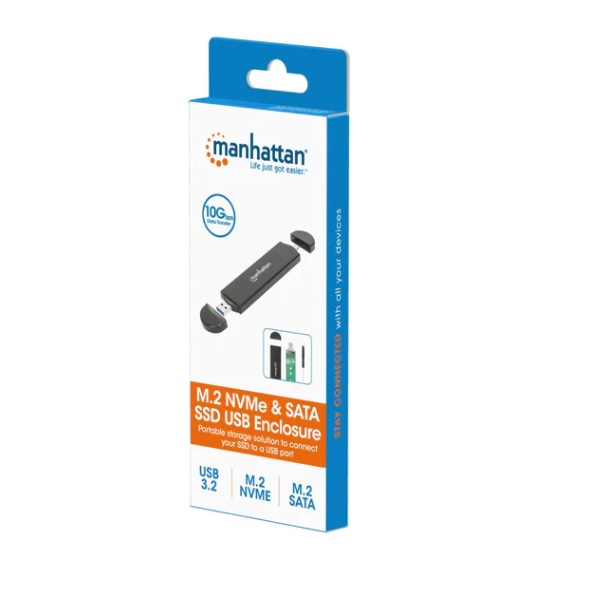 Gabinete USB A SDD MANHATTAN 130639 130639 Gabinete USB A SDD M.2 NVMe Y SATA Conector USB-C Y USB-A Integrado Para Una Conexión De Host Versátil. - Código: 130639 | Compra en Guadalajara