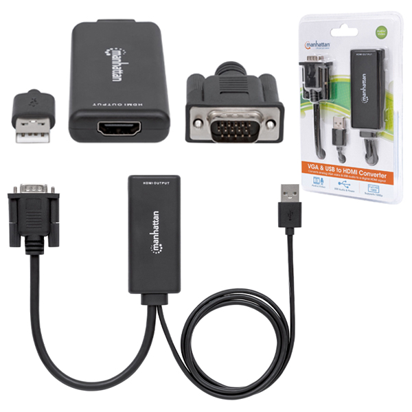 Convertidor VGAAudio A HDMI MANHATTAN 152426 152426 Convertidor De VGA Y USB A HDMI Convierte Video Análogo VGA Y Audio USB A Una Señal Digital HDMI - Código: 152426 | Compra en Guadalajara