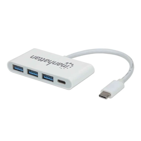 HUB Manattah USB C 4 puertos 3xUSB A 1x USB C Blanco  163552 - Código: 163552 | Compra en Guadalajara