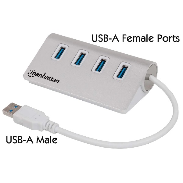 HUB Manhattan USB A 3.1 a 4 puertos USB A 3.0 5000Mbit/s Gris/blanco  163767 - Código: 163767 | Compra en Guadalajara
