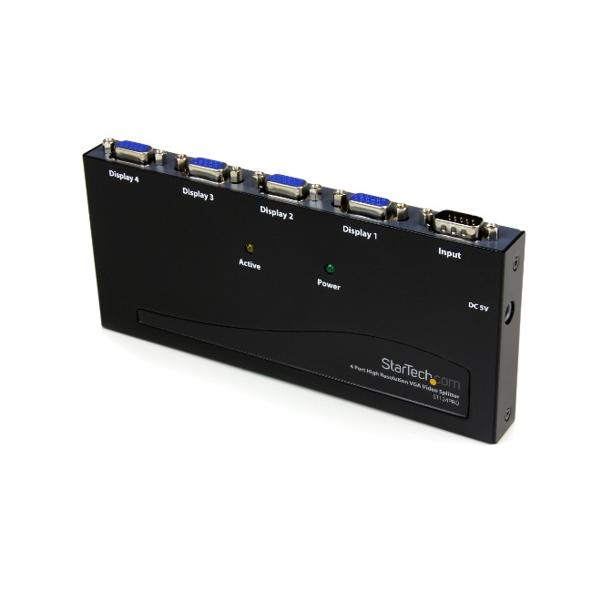 Duplicador Startech ST124PRO divisor de video VGA de 4 puertos 350MHz splitter multiplicador 4 salidas HD15 2048 x 1536 ancho de banda de video maximo 64.01 m  ST124PRO - Código: ST124PRO | Compra en Guadalajara