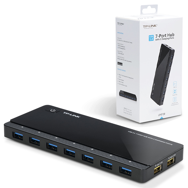 HubTP-Link UH720 con 7 puertos de entrada USB 3.0 y 2 puertos de carga USB 5V/2.4A c/u adaptador de corriente A/C  UH720 - Código: UH720 | Compra en Guadalajara
