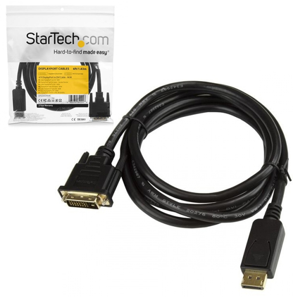 Cable Adaptador De 18M Displayport A Dvi  Convertidor De Video  Mini Dp Macho  DviD Macho  1920X1200  Pasivo  Negro  Startechcom Mod Dp2Dvi2Mm6 DP2DVI2MM6 - DP2DVI2MM6