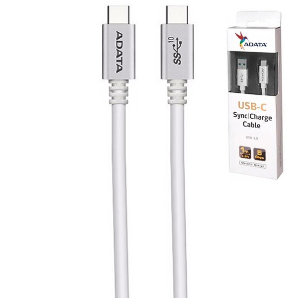 Cable Adata Tipo C  Usb 3 1 1M Blanco  Aca3Al 100Cm Csv  - ACA3AL-100CM-CSV