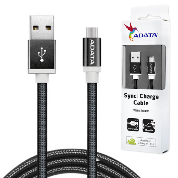 Cable Micro Usb Adata  Amucal100CmkCbk  Cable Micro Usb Adata  1 M Usb A MicroUsb B MachoMacho Negro   AMUCAL-100CMK-CBK  AMUCAL-100CMK-CBK - AMUCAL-100CMK-CBK