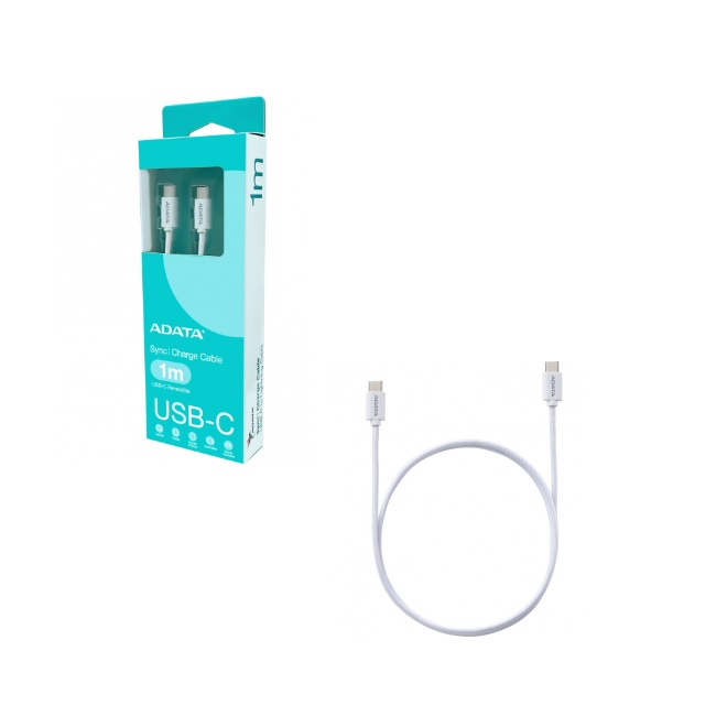 Cable ADATA USB C a USB C 1m blanco CACC-100PN-WH  CACC-100PN-WH - Código: CACC-100PN-WH | Compra en Guadalajara