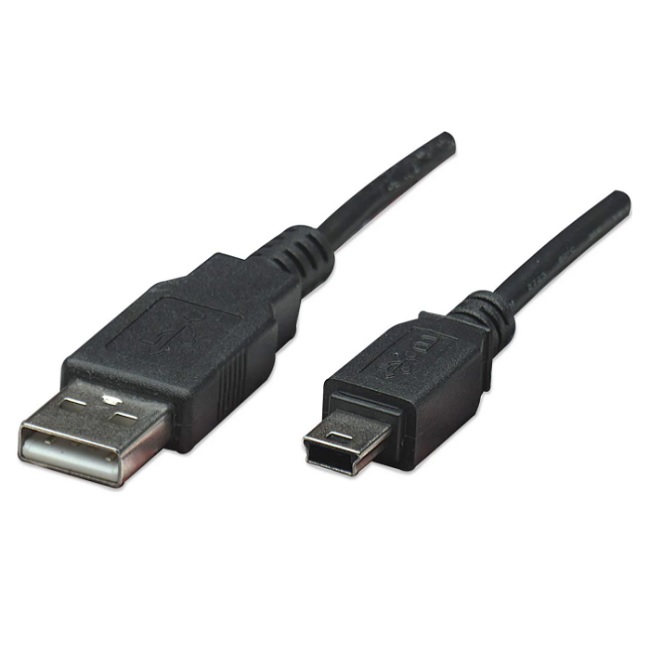 Cable Manhattan USB A a USB Mini 480Mbps 3m Negro  302340 - Código: 302340 | Compra en Guadalajara