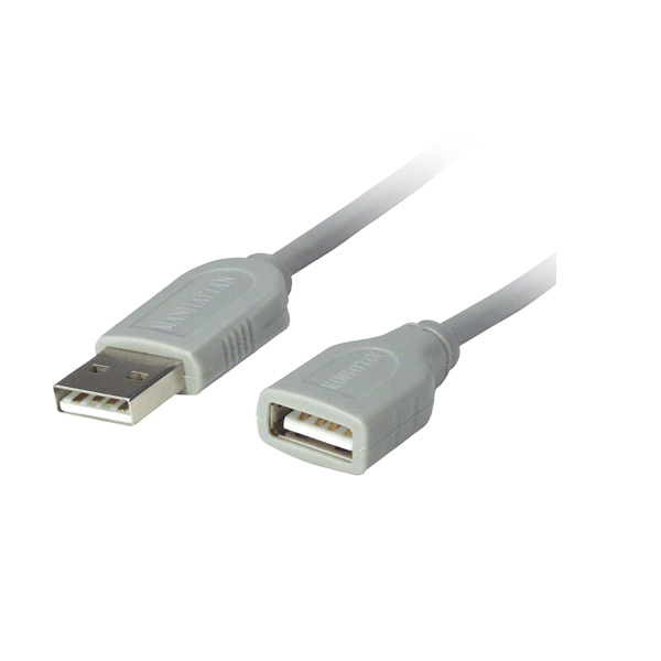 Cable USB MANHATTAN 317238 317238 Cable De Extensión USB Macho-Hembra De 3.0m Color Gris Velocidad Máxima De Hasta 12 Mbps. - Código: 317238 | Compra en Guadalajara