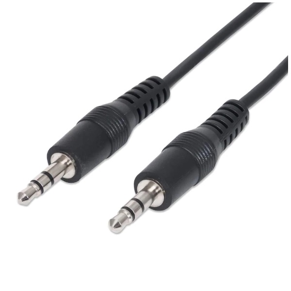 Cable Audio MANHATTAN 334594 334594 Cable Auxiliar 3.5mm Macho A Macho Color Negro De 1.8m - Código: 334594 | Compra en Guadalajara