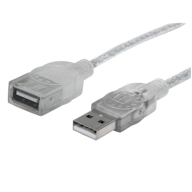 Cable USB MANHATTAN 336314 336314 Extensión USB 2.0 De Alta Velocidad 1.8m Color Plateado Translucido Velocidades De Hasta 480 Mbps - Código: 336314 | Compra en Guadalajara