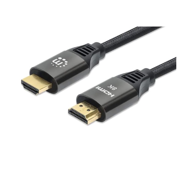 Cable Manhattan HDMI 2m 8K 60Hz 4K 120Hz Textil contactos chapa de oro con Ethernet Negro  355940 - Código: 355940 | Compra en Guadalajara