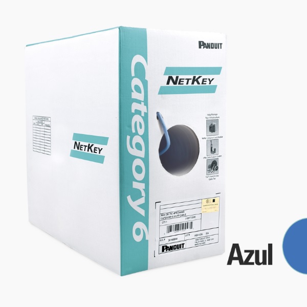 Bobina de Cable UTP 305 m. de Cobre NetKey Azul Categoría 6 24 AWG 1000Mbps Riser CMR de 4 pares NUR6C04BU-C - Código: NUR6C04BU-C | Compra en Guadalajara