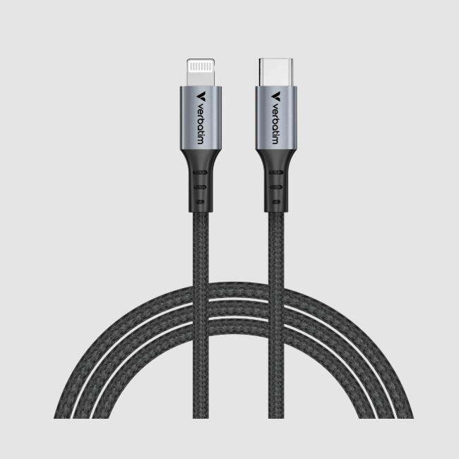 Cable de sincronizacion Verbatim carga USB-C a Lightning 18W color Negro de 120 cm  VB31844 - Código: VB31844 | Compra en Guadalajara