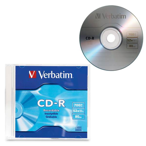 CD-R VERBATIM SLIM CASE 700MB/80 MINUTOS VELOCIDAD MAXIMA 52X UPC 0023942947769 - VB94776