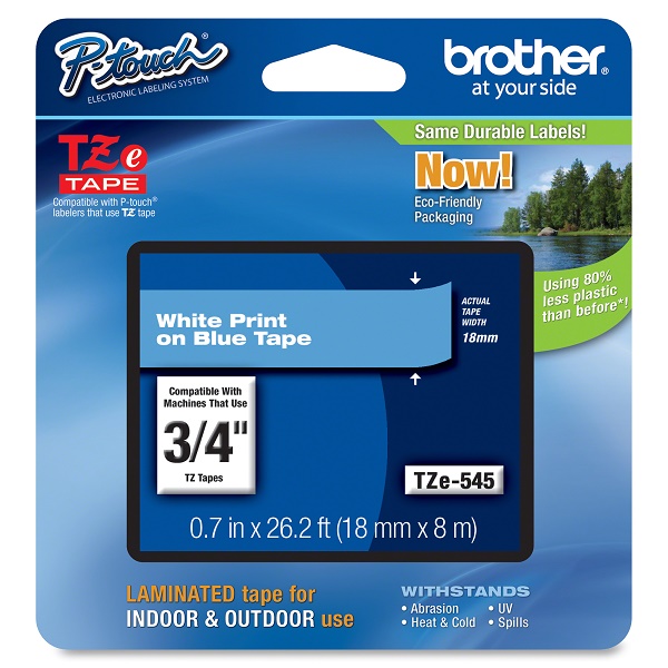 Cinta Brother Laminada Tze545 Blanco Sobre Azul 18 Mm De Grosor TZE545 - TZE545