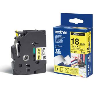 Cinta Brother Tze641  Etiqueta Amarilla Continua Laminada Brother Tze641 De 18 Mm De Ancho X 8 Mts De Largo Impresin En Negro  TZE641  TZE641 - TZE641