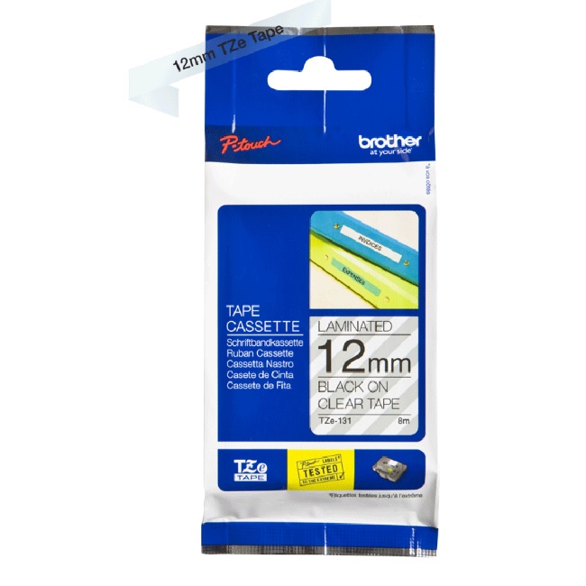 Cinta BROTHER TZE131 Etiqueta Clara Continua Laminada Brother TZE131 De 12 Mm De Ancho X 8 Mts De Largo. Impresión En Negro - Código: TZE131 | Compra en Guadalajara