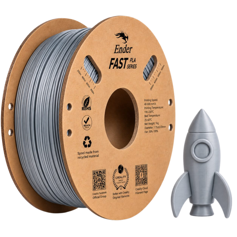 Bobina de filamento 3D Creality CN-5287 Ender Fast PLA 1.75mm 1kg plateado - Código: 3301010434 | Compra en Guadalajara
