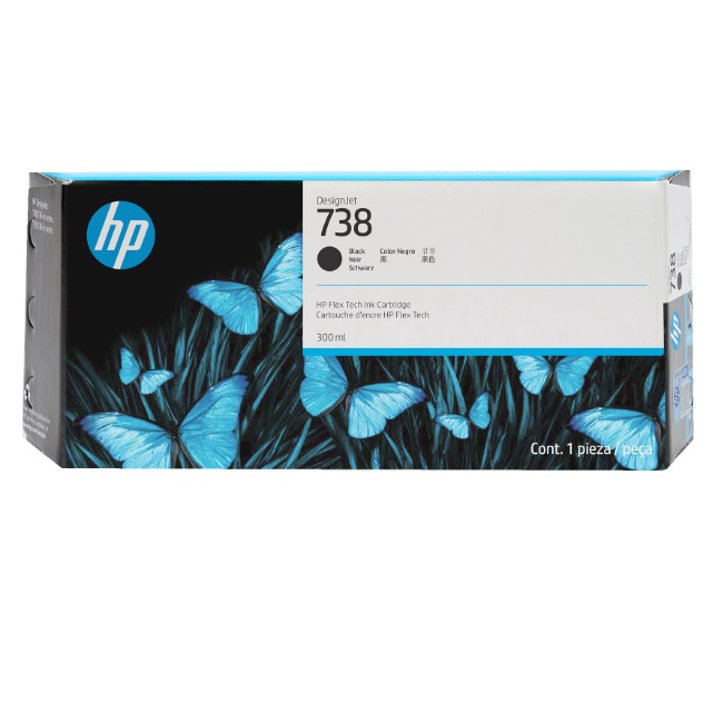 Tinta HP DesignJet 738 300ml Color Negro 498N8A - Código: 498N8A | Compra en Guadalajara