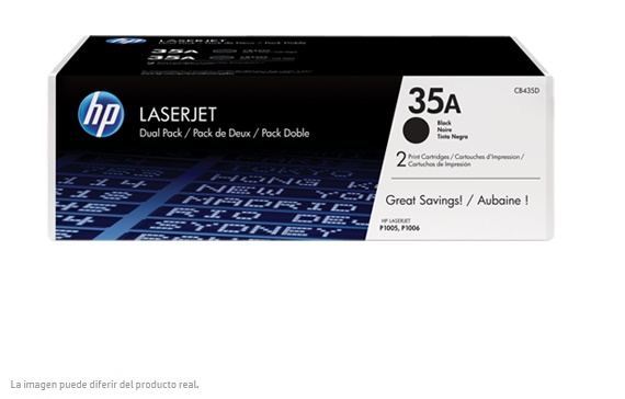 PACK DE 2 TONER HP 35A LASERJET NEGRO CB435AD - Código: CB435AD | Compra en Guadalajara