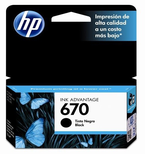 Cartucho Tinta Original Hp 670 Negro CZ113AL - CZ113AL