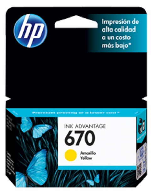 CARTUCHO TINTA ORIGINAL HP 670 AMARILLO CZ116AL - Código: CZ116AL | Compra en Guadalajara